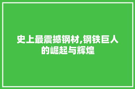 史上最震撼钢材,钢铁巨人的崛起与辉煌