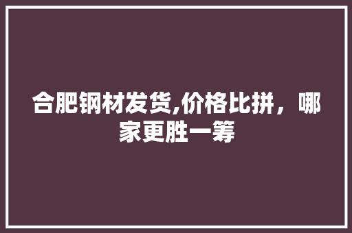 合肥钢材发货,价格比拼，哪家更胜一筹 建筑设计