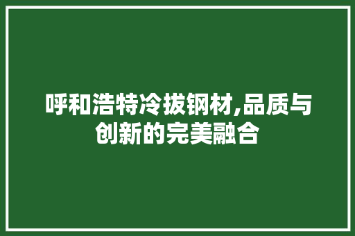 呼和浩特冷拔钢材,品质与创新的完美融合