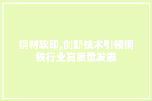 钢材软印,创新技术引领钢铁行业高质量发展