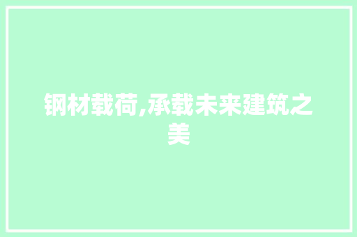 钢材载荷,承载未来建筑之美