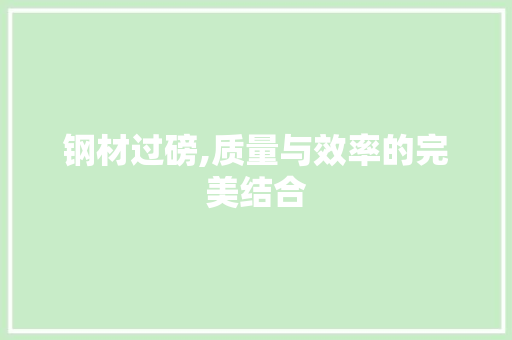 钢材过磅,质量与效率的完美结合