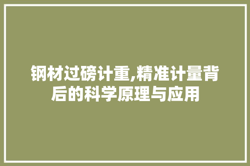 钢材过磅计重,精准计量背后的科学原理与应用