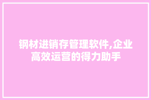 钢材进销存管理软件,企业高效运营的得力助手 建筑设计
