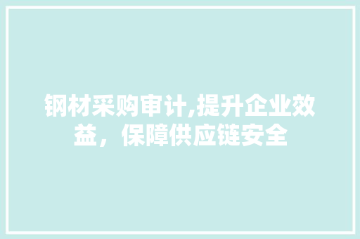 钢材采购审计,提升企业效益，保障供应链安全
