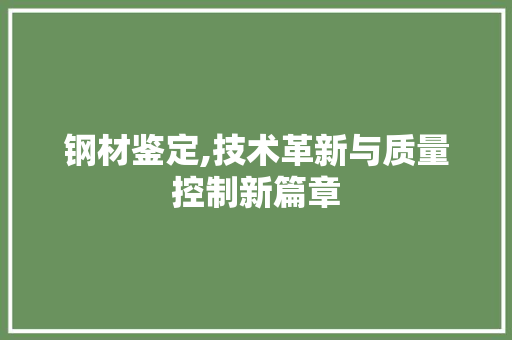 钢材鉴定,技术革新与质量控制新篇章