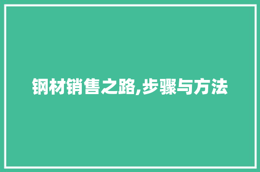 钢材销售之路,步骤与方法