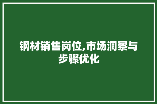 钢材销售岗位,市场洞察与步骤优化