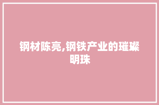 钢材陈亮,钢铁产业的璀璨明珠