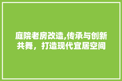 庭院老房改造,传承与创新共舞，打造现代宜居空间