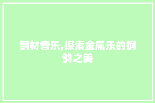 钢材音乐,探索金属乐的钢韵之美