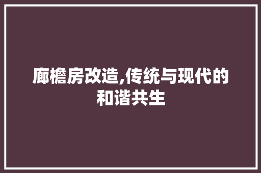 廊檐房改造,传统与现代的和谐共生