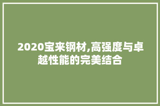 2020宝来钢材,高强度与卓越性能的完美结合