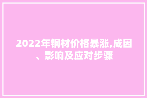 2022年钢材价格暴涨,成因、影响及应对步骤