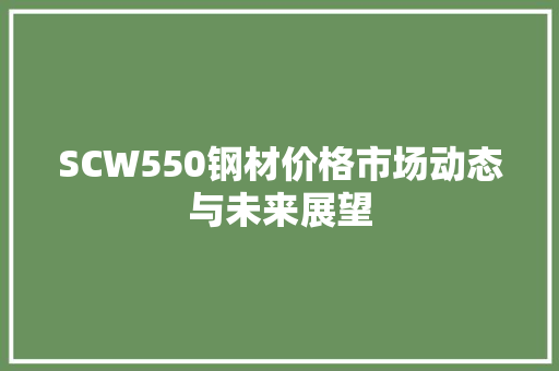 SCW550钢材价格市场动态与未来展望