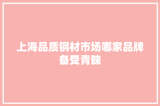 上海品质钢材市场哪家品牌备受青睐