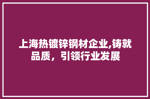 上海热镀锌钢材企业,铸就品质，引领行业发展 装修攻略