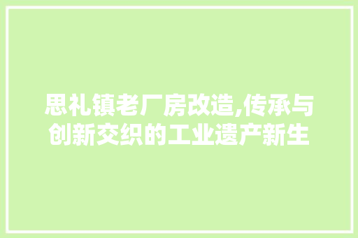 思礼镇老厂房改造,传承与创新交织的工业遗产新生