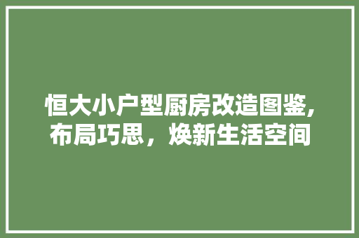 恒大小户型厨房改造图鉴,布局巧思，焕新生活空间