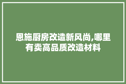 恩施厨房改造新风尚,哪里有卖高品质改造材料