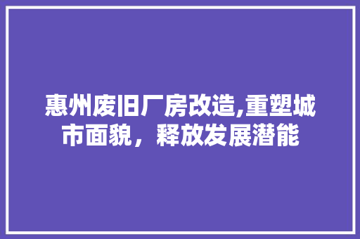 惠州废旧厂房改造,重塑城市面貌，释放发展潜能