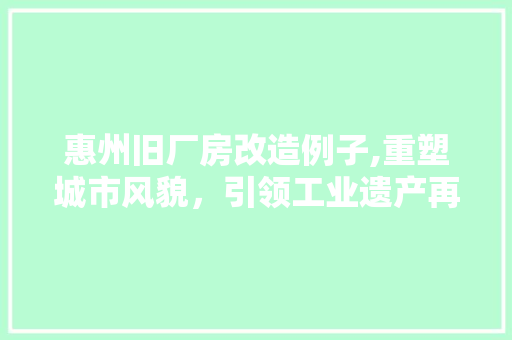 惠州旧厂房改造例子,重塑城市风貌，引领工业遗产再利用新潮流