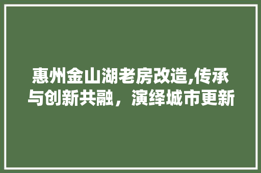 惠州金山湖老房改造,传承与创新共融，演绎城市更新新篇章