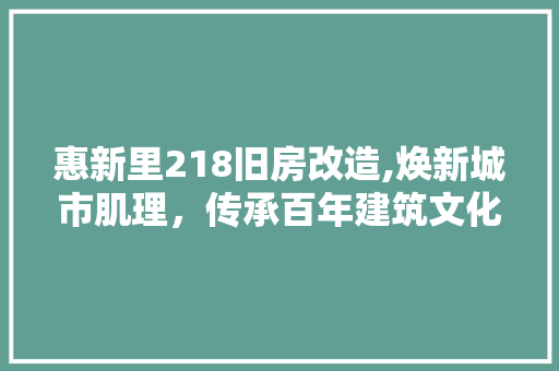 惠新里218旧房改造,焕新城市肌理，传承百年建筑文化