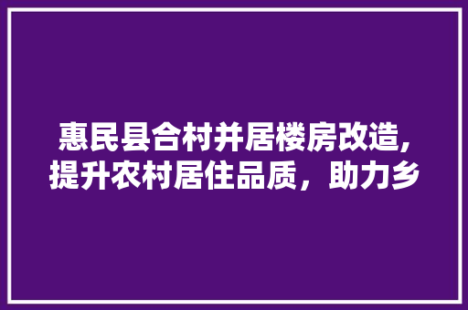 惠民县合村并居楼房改造,提升农村居住品质，助力乡村振兴