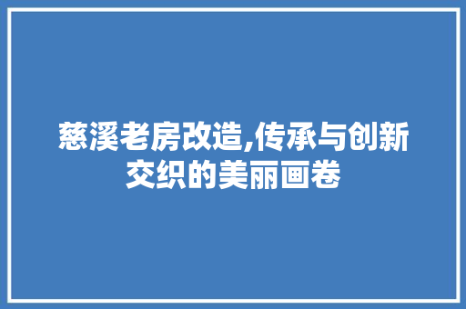 慈溪老房改造,传承与创新交织的美丽画卷