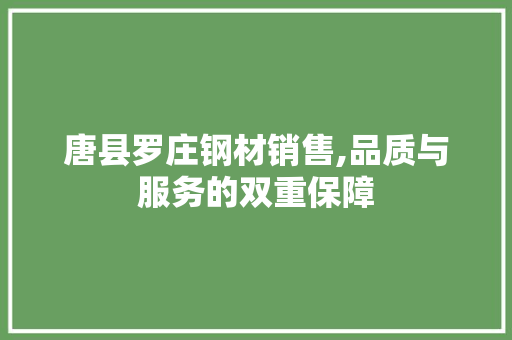 唐县罗庄钢材销售,品质与服务的双重保障