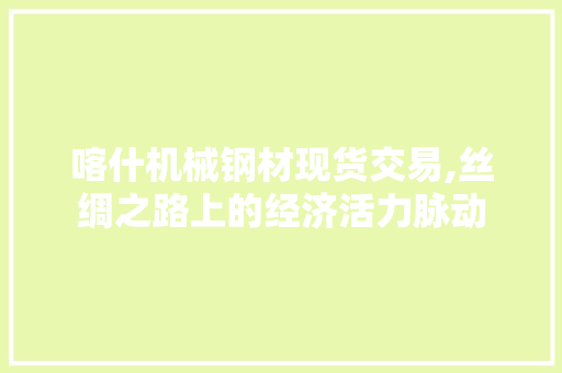 喀什机械钢材现货交易,丝绸之路上的经济活力脉动