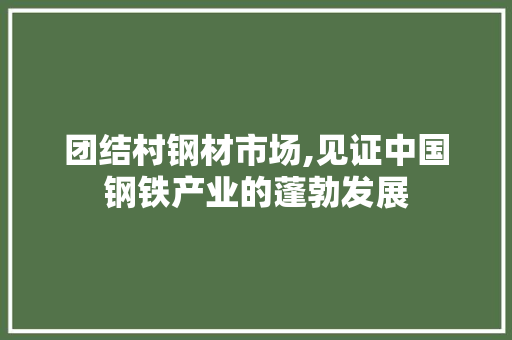 团结村钢材市场,见证中国钢铁产业的蓬勃发展