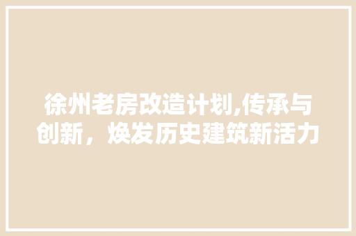 徐州老房改造计划,传承与创新，焕发历史建筑新活力