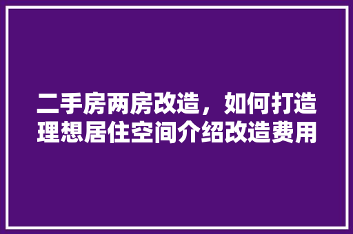 二手房两房改造，如何打造理想居住空间介绍改造费用与方法