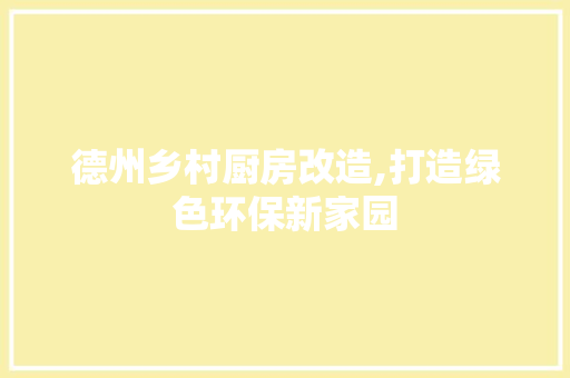 德州乡村厨房改造,打造绿色环保新家园