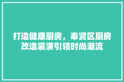 打造健康厨房，奉贤区厨房改造装潢引领时尚潮流