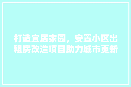 打造宜居家园，安置小区出租房改造项目助力城市更新