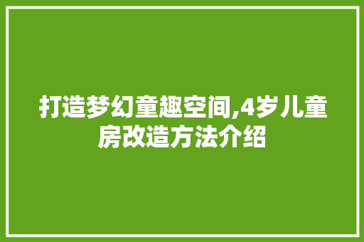 打造梦幻童趣空间,4岁儿童房改造方法介绍
