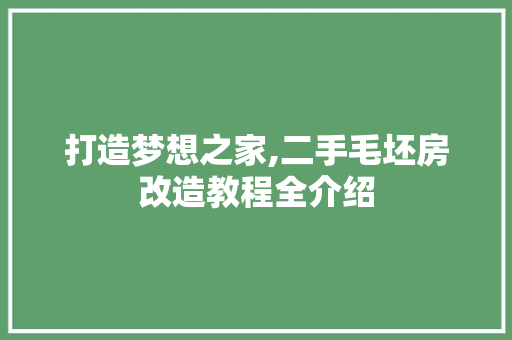 打造梦想之家,二手毛坯房改造教程全介绍