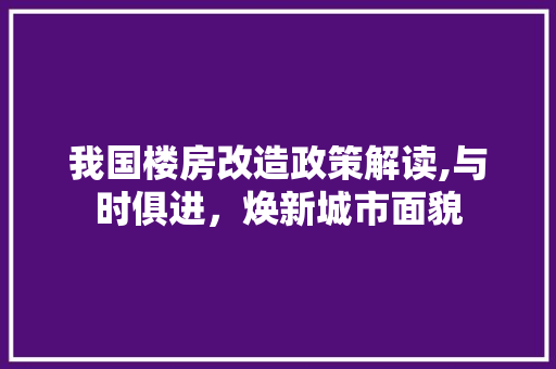 我国楼房改造政策解读,与时俱进，焕新城市面貌