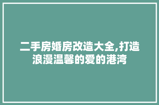二手房婚房改造大全,打造浪漫温馨的爱的港湾