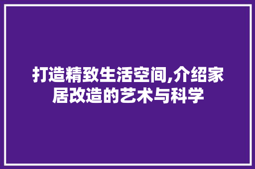 打造精致生活空间,介绍家居改造的艺术与科学