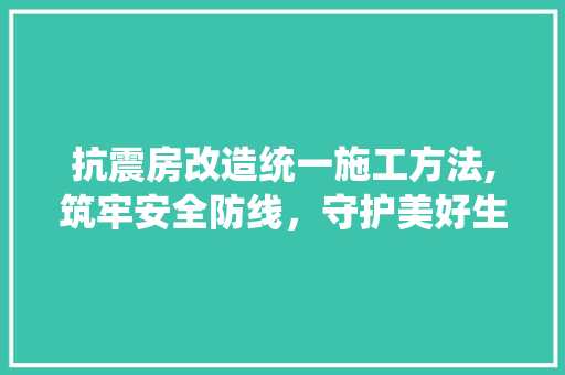 抗震房改造统一施工方法,筑牢安全防线，守护美好生活