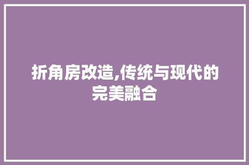 折角房改造,传统与现代的完美融合