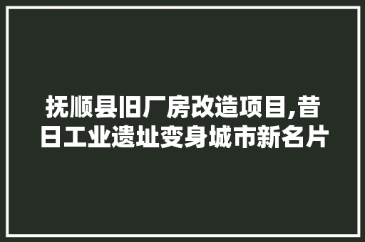 抚顺县旧厂房改造项目,昔日工业遗址变身城市新名片