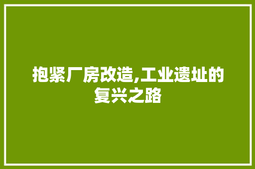 抱紧厂房改造,工业遗址的复兴之路