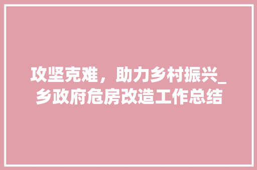 攻坚克难，助力乡村振兴_乡政府危房改造工作总结