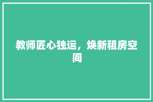 教师匠心独运，焕新租房空间