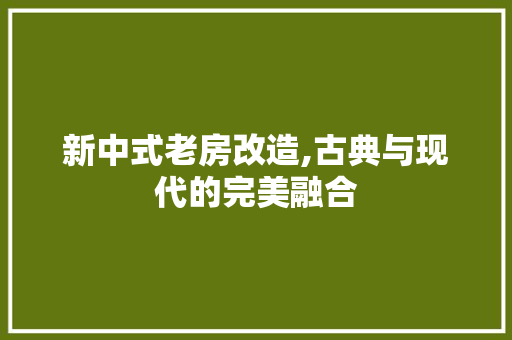 新中式老房改造,古典与现代的完美融合